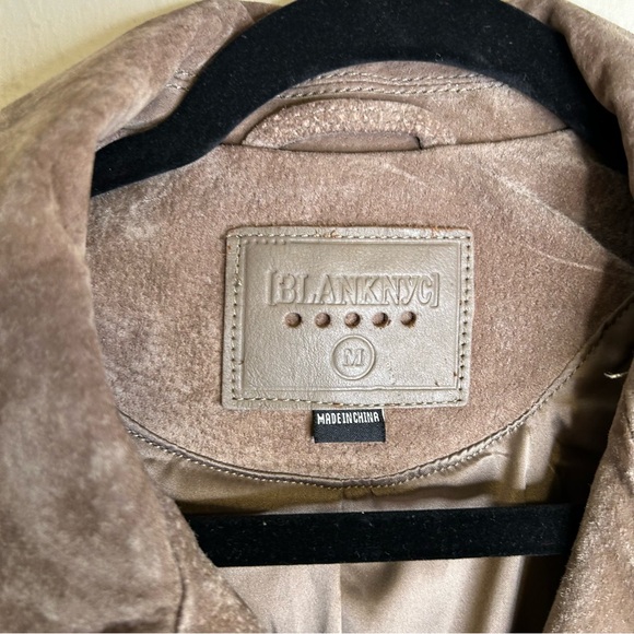 BLANKNYC‎ WOMENS TAUPE LEATHER LONG SLEEVE COLLARED HOODED MOTO JACKET SIZE M - Picture 4 of 12